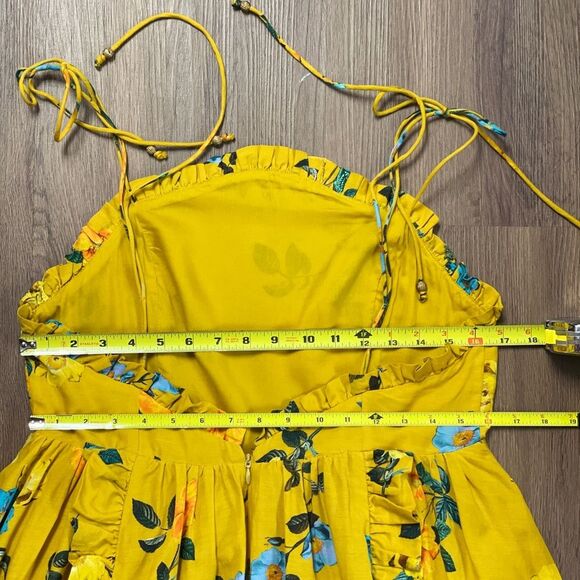 Anthropologie Maeve Midi Maxi High-Low Ruffle Dress, gold yellow Floral sundress - Picture 15 of 15